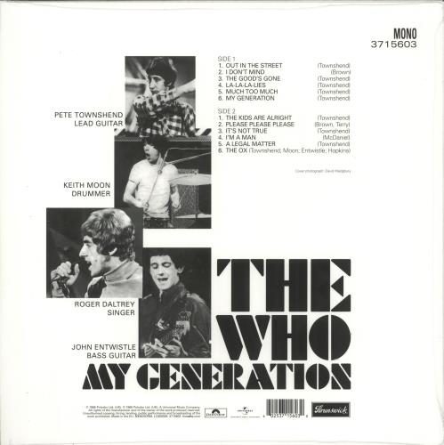 The Who My Generation - Mono - 180 Gram - Sealed UK vinyl LP album